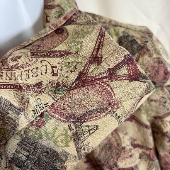Christopher & Banks M Jacket Parisian Travel Print Button Front Vintage-Inspired - Picture 11 of 16